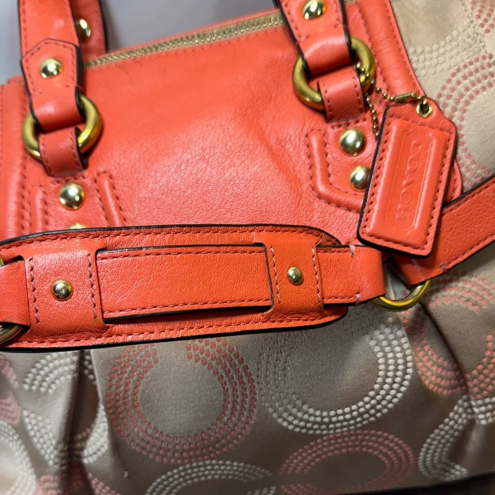 Coach Coral and Tan Satchel - Picture 3 of 14
